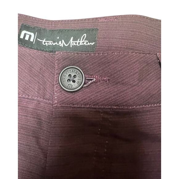 Travis Mathew Men's Golf Shorts 34 Burgundy Striped Performance - Picture 3 of 11